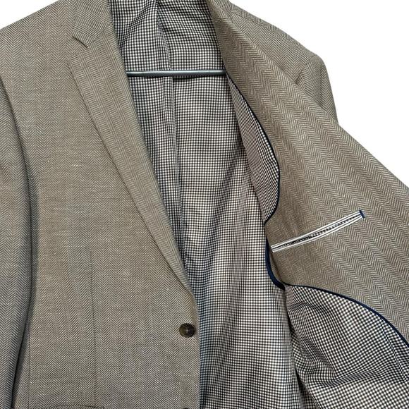 NWT Stafford Men’s Taupe Herringbone Slim Fit Sports Coat Blazer Size 40L - Picture 7 of 12